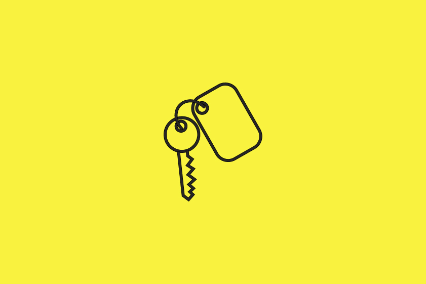 Lock & Relax Tourist Apartment Check-in Icon: Ilustración de un llavero con una llave, que simboliza el servicio de check-in sin complicaciones para alquileres vacacionales.